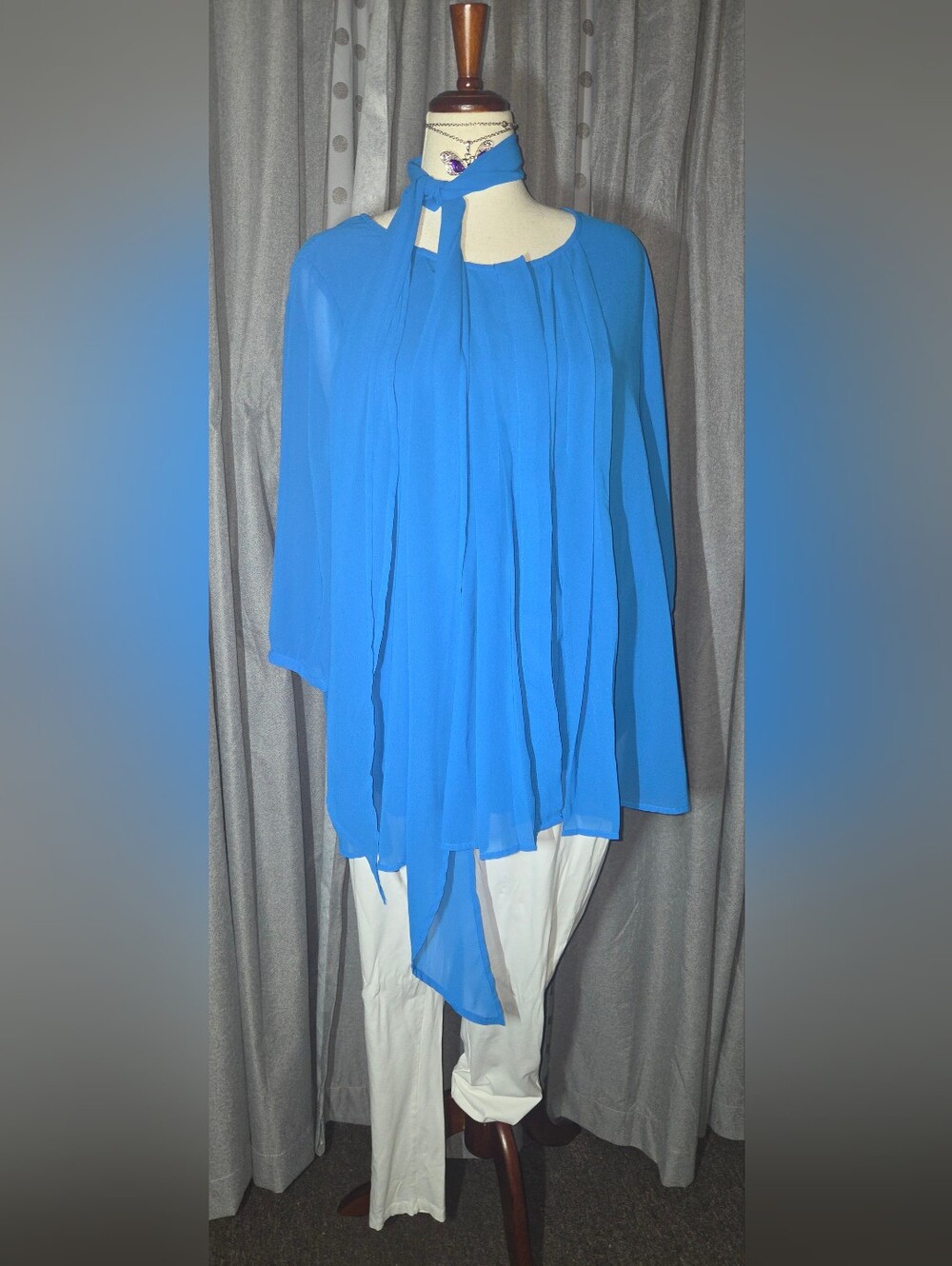 2PC Outfit JESSICA LONDON Pleated Tunic 20W w/Neck Tie & ROAMAN'S Leggings 22/24